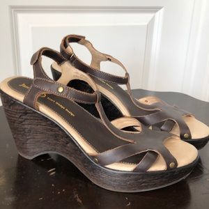 Brown Leather Wedge Sandal - Jambou